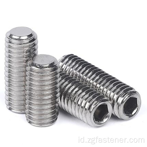 DIN913 Hexagon hex hex socket set sekrup dengan baja stainless ujung datar